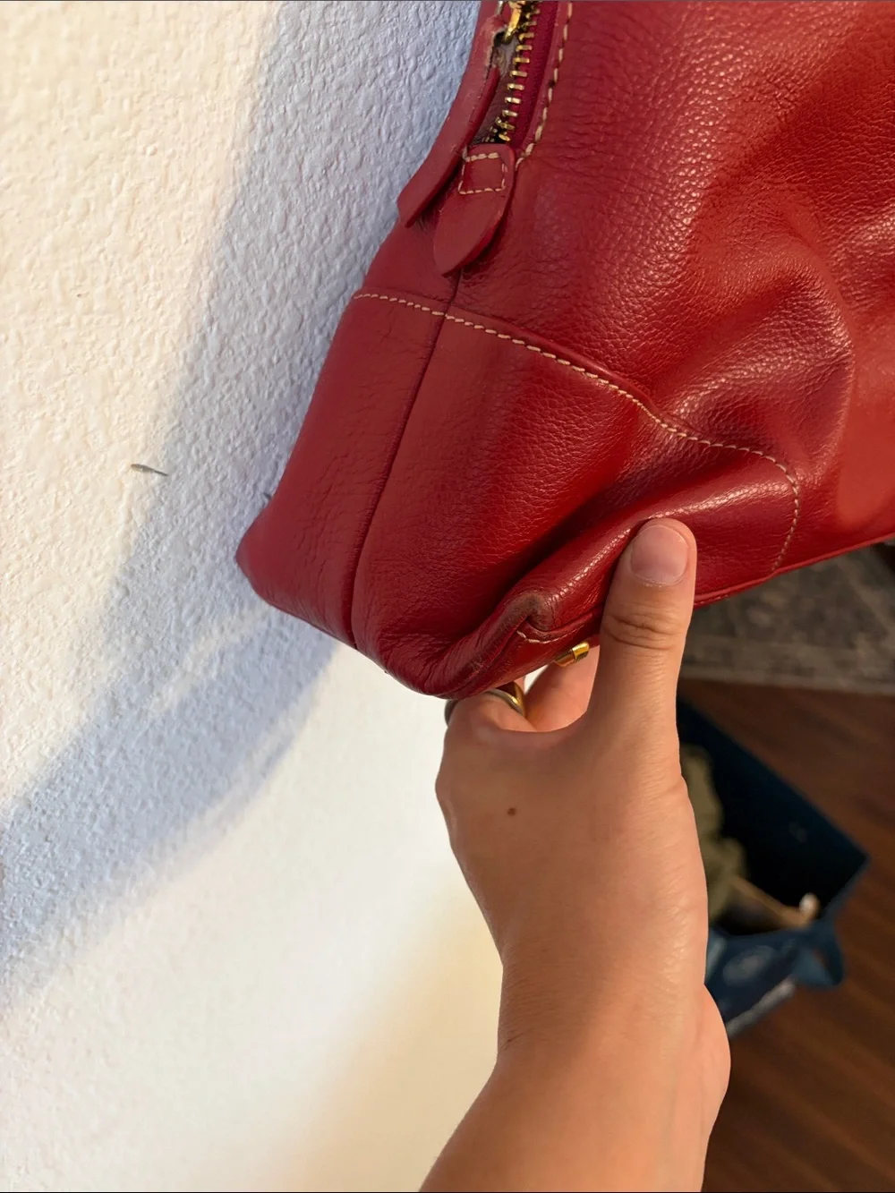 Vintage Celsius Structured Red Leather Hobo Handbag with Gold-Tone Accents
